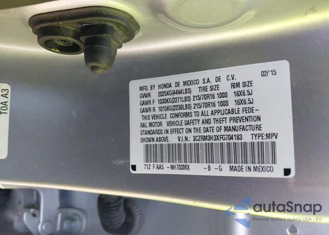 2015 Honda Cr-V Lx from USA, damaged, VIN 3CZRM3H3XFG704183